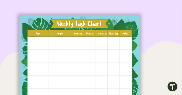 Lush Leaves Blue - Weekly Task Chart teaching resource