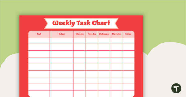 Plain Red - Weekly Task Chart teaching resource