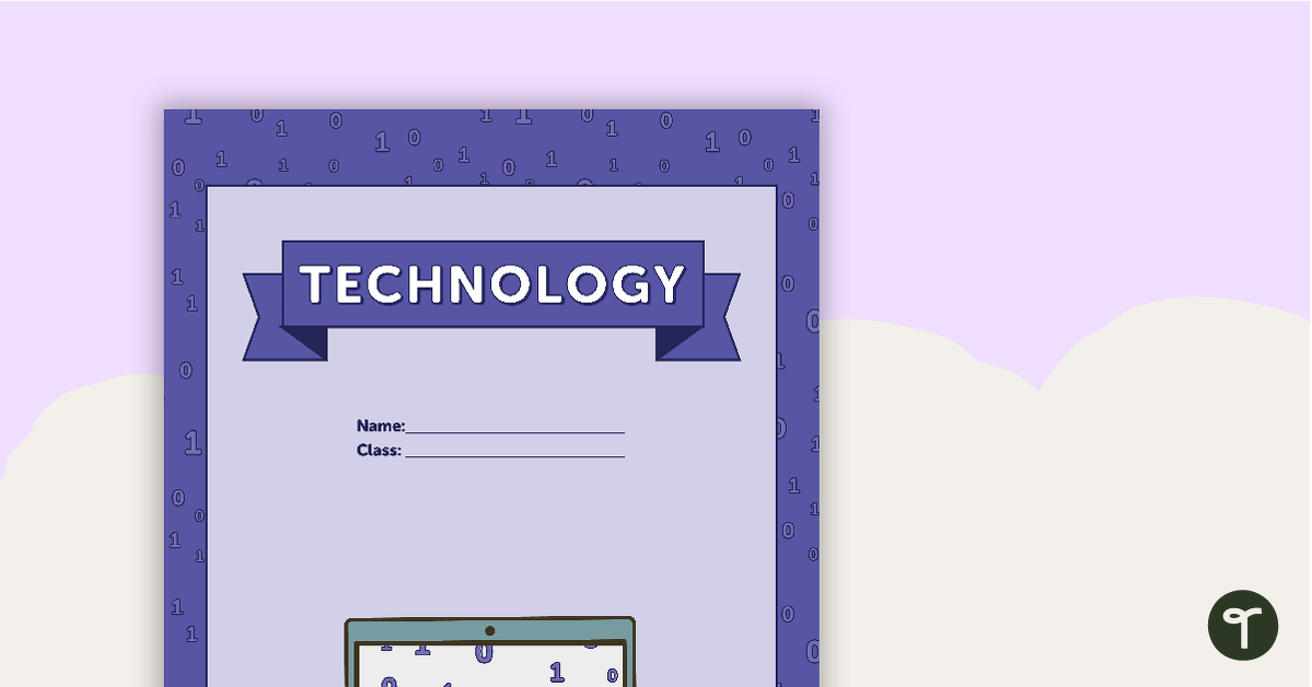 Technology - Coding Themed Title Page and Personal Vocabulary Sheet teaching resource