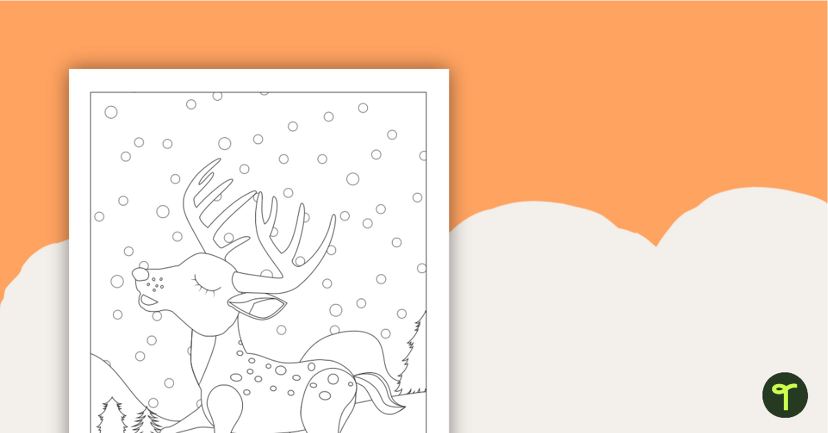 Christmas Reindeer Coloring Page teaching resource