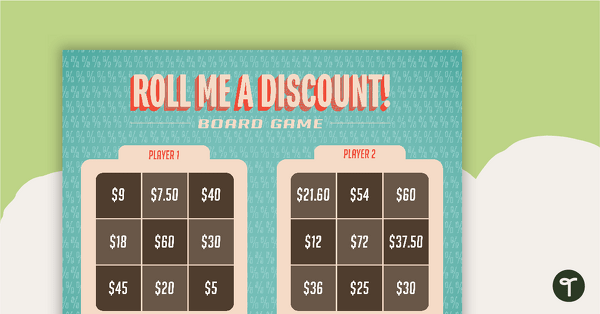 Roll Me a Discount! Board Game teaching resource