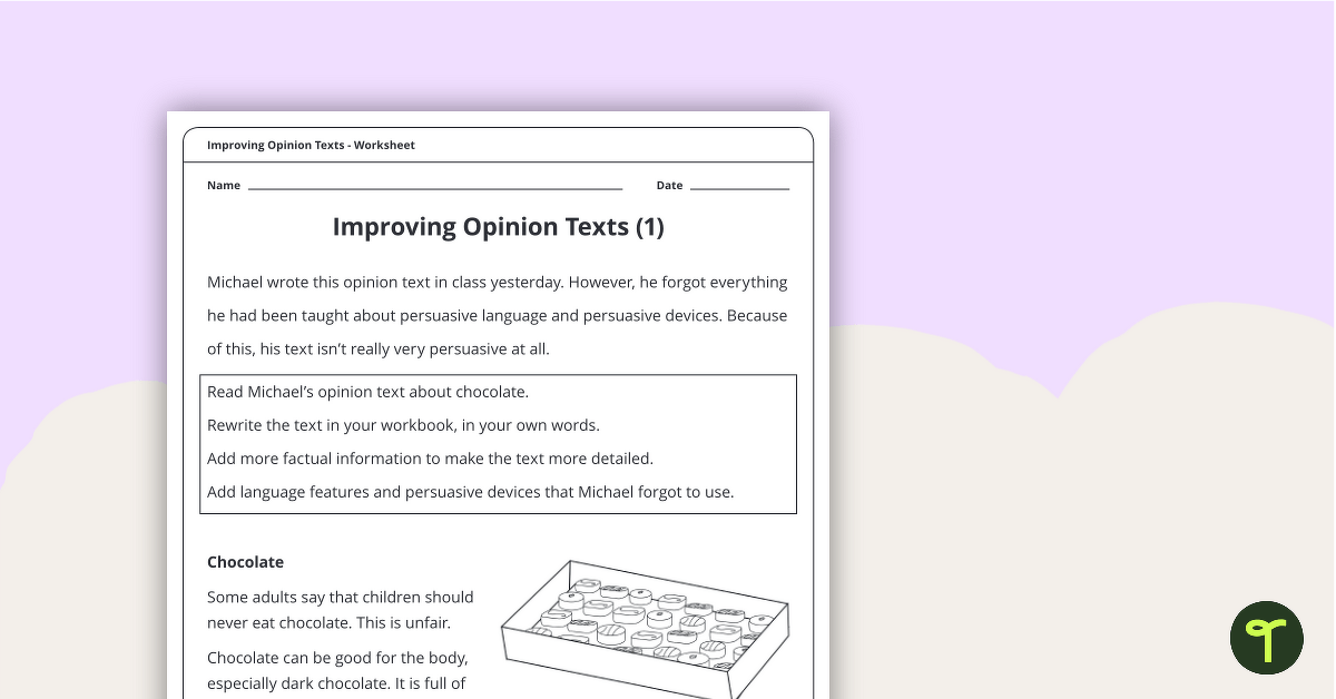 Improving Opinion Texts Worksheets teaching resource