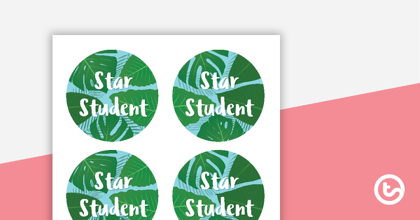 Lush Leaves Blue - Star Student Badges teaching resource