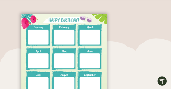Go to Tropical Paradise - Happy Birthday Chart teaching resource