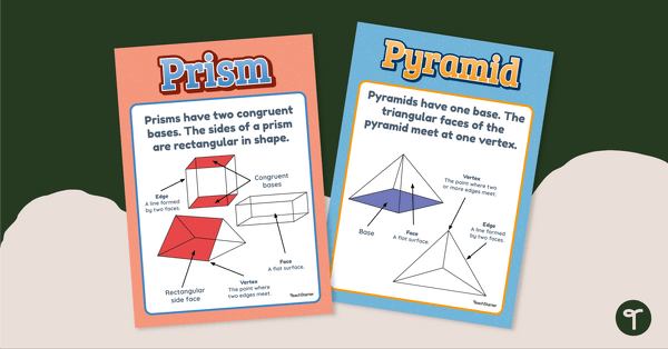 Image of Properties of Pyramids and Prisms - Anchor Charts