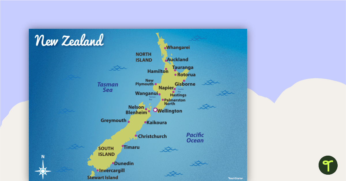 Map of New Zealand teaching resource