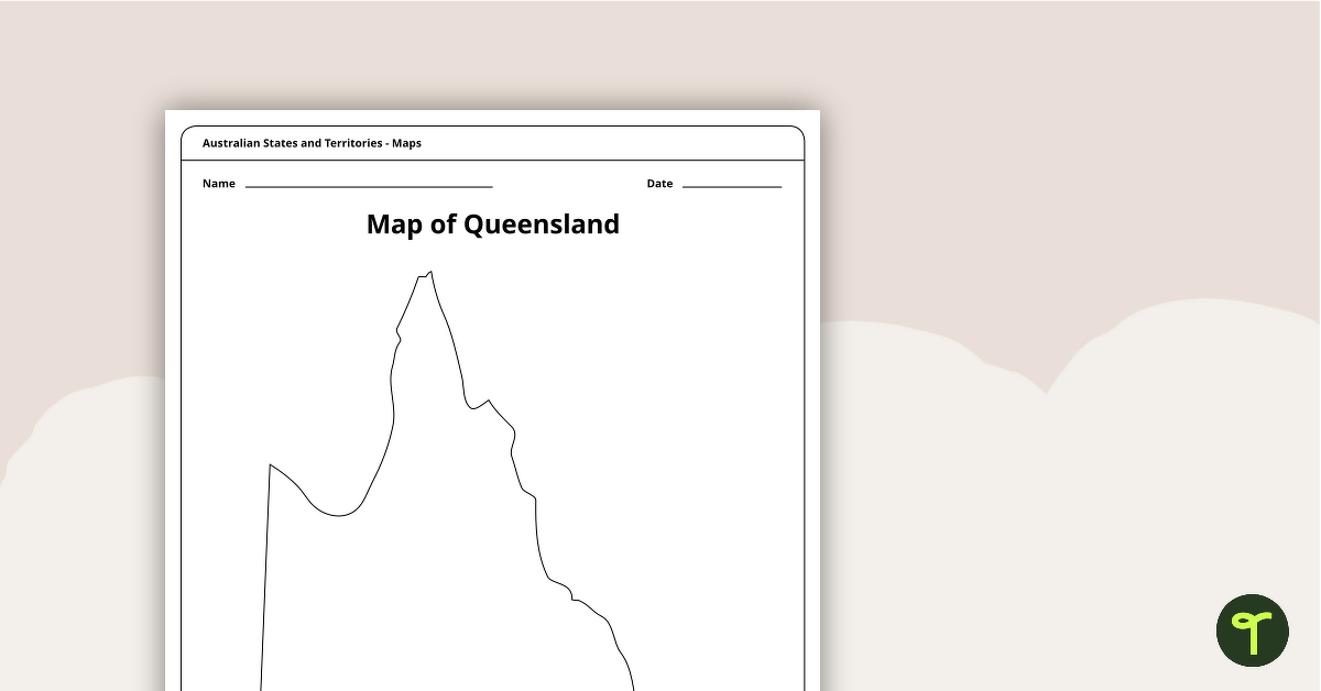 Blank Map of Queensland - Template teaching resource