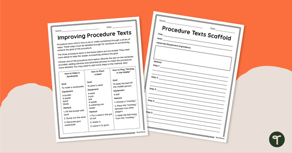 Preview image for Improving Procedure Texts Worksheets - teaching resource