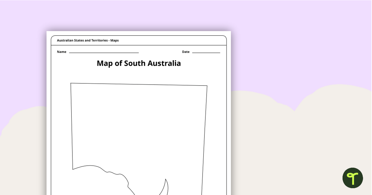 Blank Map of South Australia - Template teaching resource