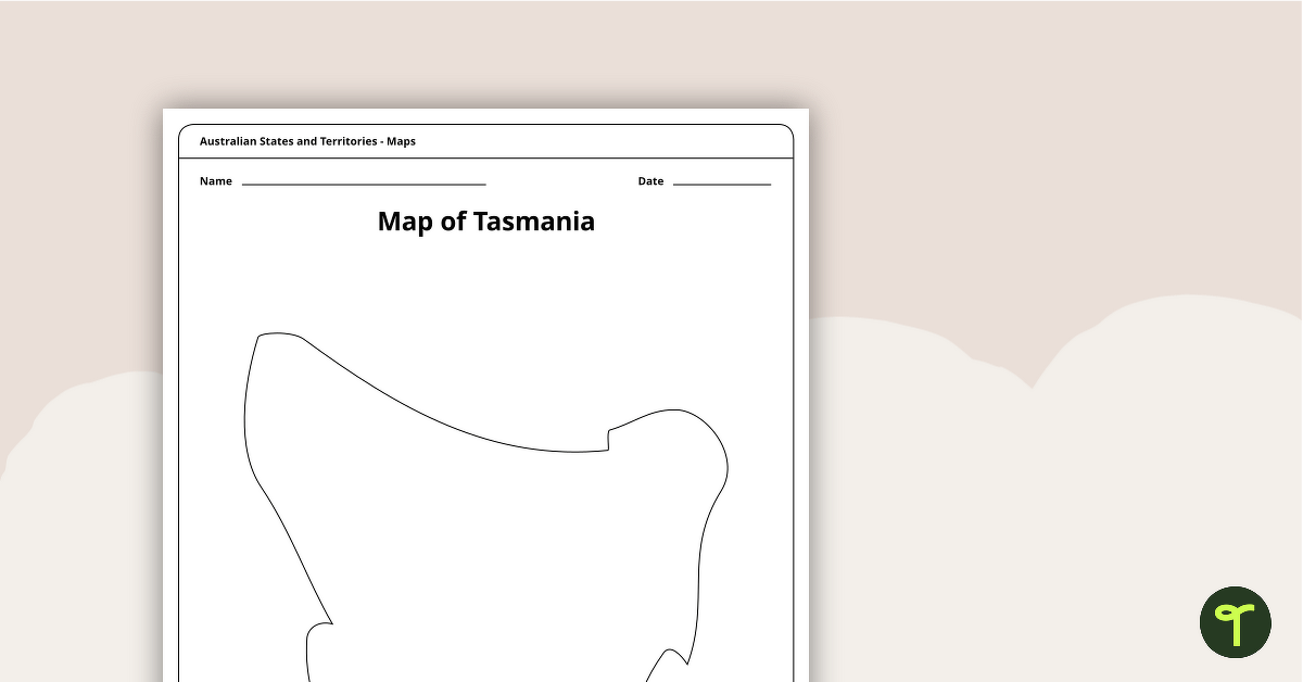 Blank Map of Tasmania Template teaching resource