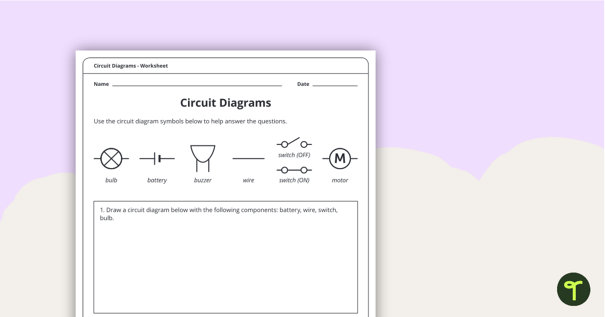 Circuit Diagrams Worksheet teaching resource
