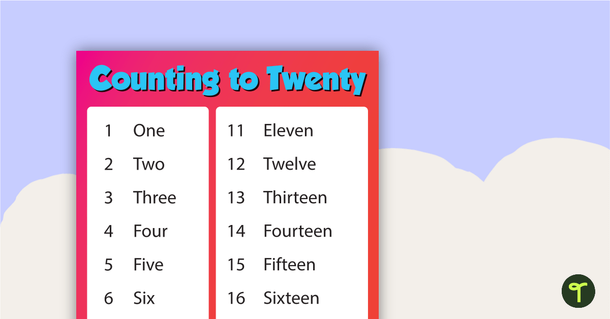 Counting to Twenty Poster - Colour teaching resource