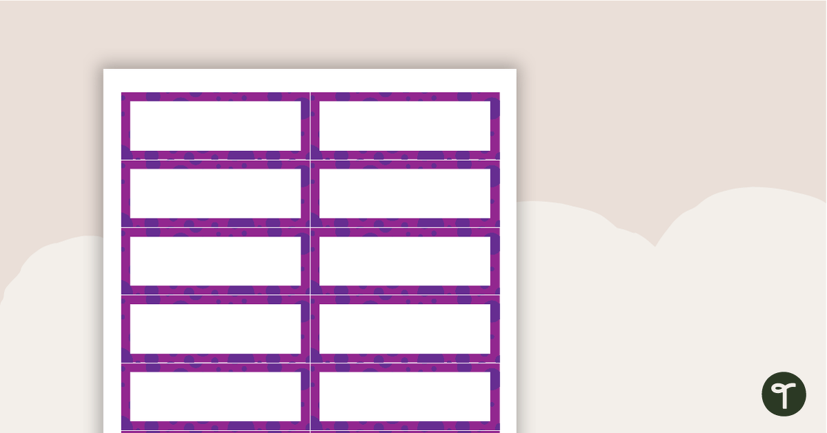 Desk Name Tags – Purple Circle Pattern teaching resource