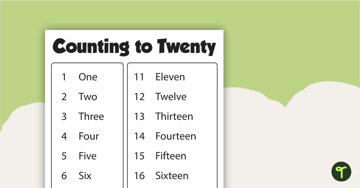 Counting to Twenty Poster - BW teaching resource