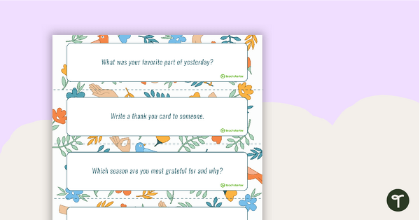 Go to Gratitude Journal Writing Prompt Cards teaching resource