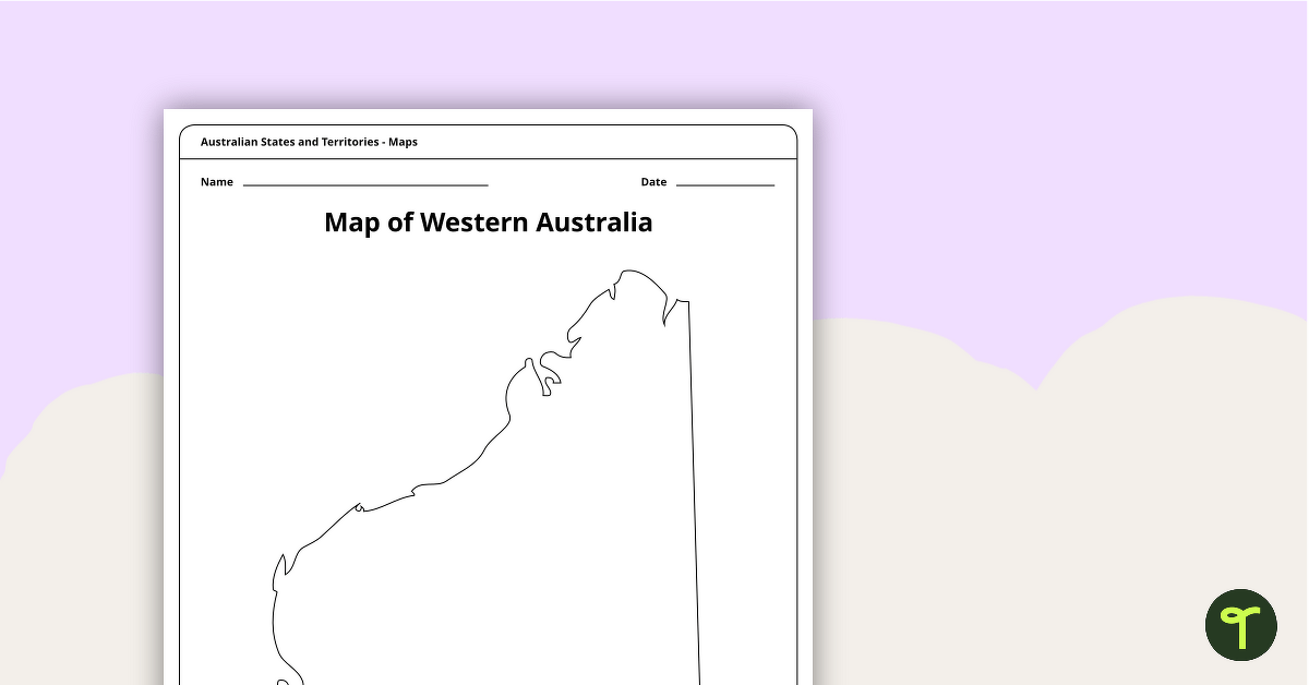 Blank Map of Western Australia - Template teaching resource