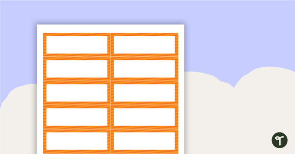 Desk Name Tags – Orange Diagonal Stripe Pattern teaching resource