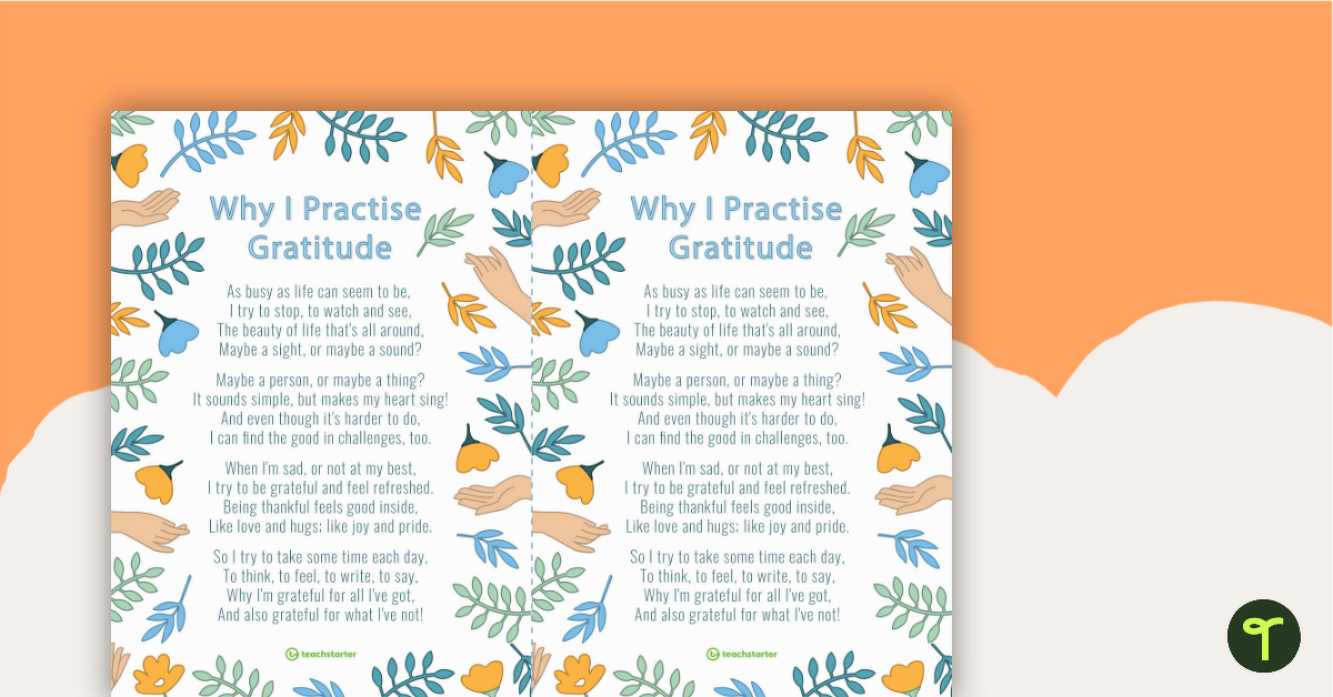 Gratitude Journal Poem teaching resource