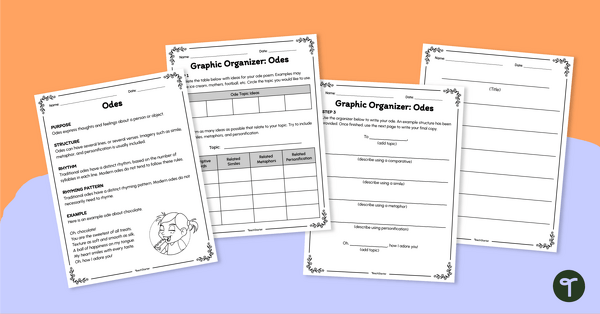 Go to Write an Ode Worksheet teaching resource