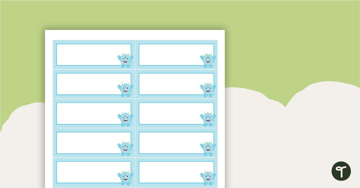 Desk Name Tags – Blue Monster teaching resource