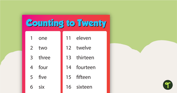 Counting to Twenty Poster - Colour - No Capitals teaching resource