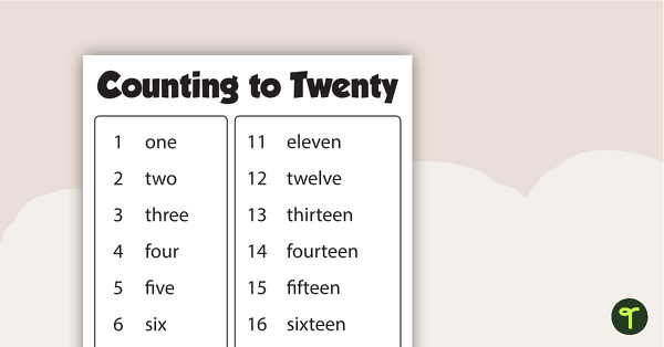 Go to Counting to Twenty Poster - BW - No Capitals teaching resource