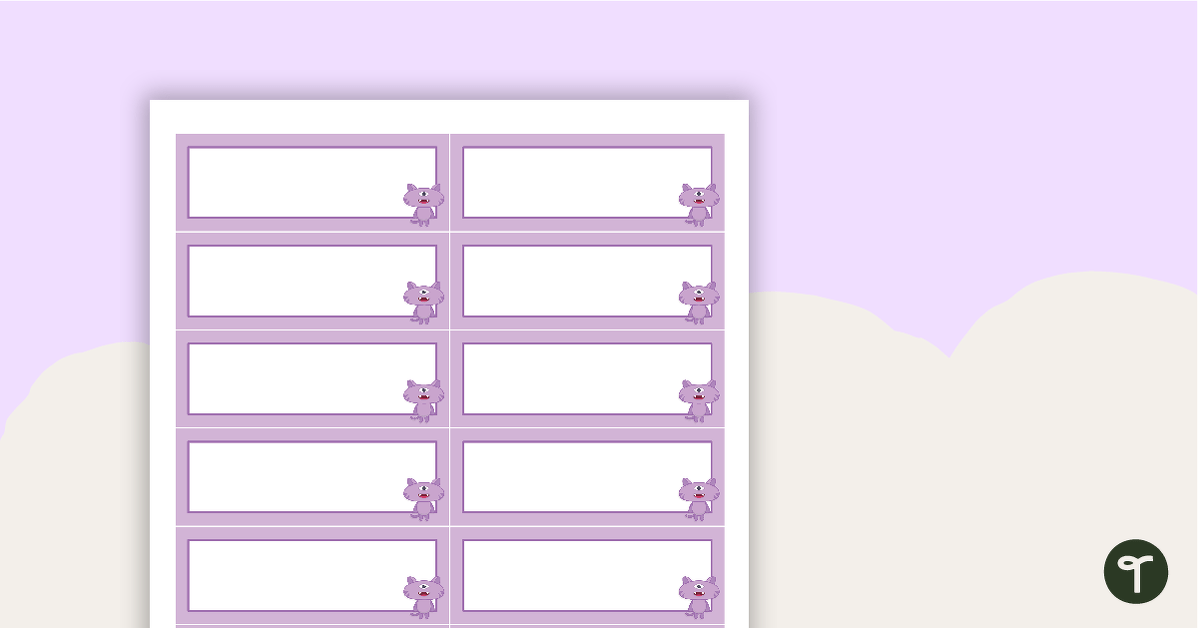 Desk Name Tags – Light Purple Monster teaching resource