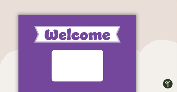 纯紫色——教学资源欢迎标志和名称标签