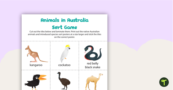 Animals in Australia Sort Game teaching resource