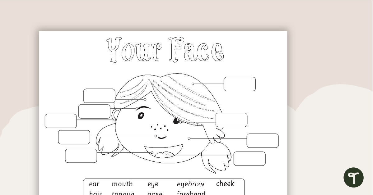 Face Labelling Activity - BW teaching resource