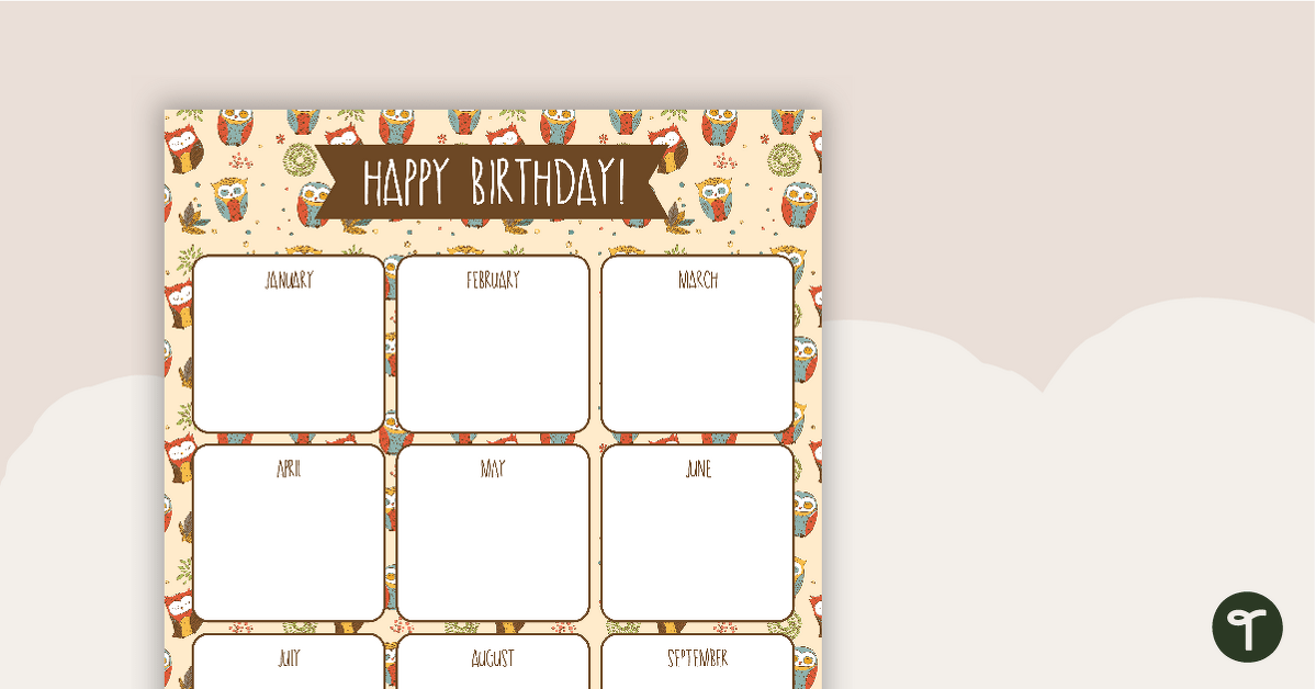 Owls Pattern - Happy Birthday Chart teaching resource
