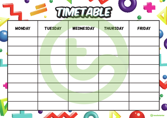 Retro - Weekly Timetable teaching resource
