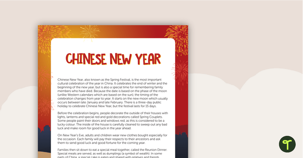 Preview image for Chinese New Year Fact Sheet - teaching resource