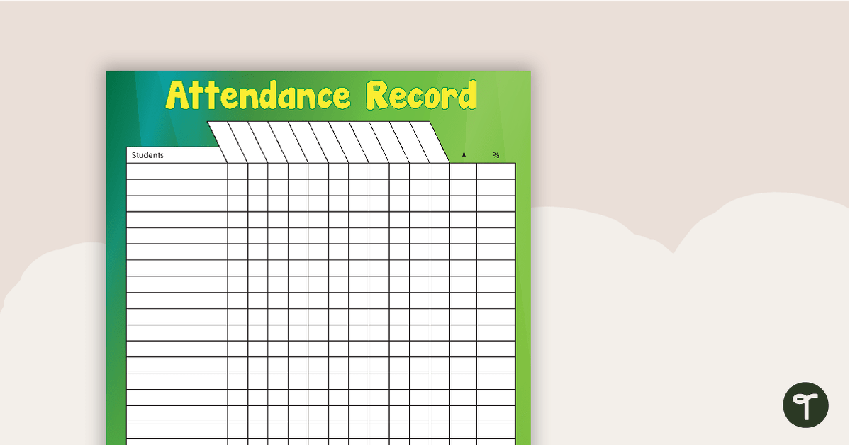Attendance Record Chart teaching resource