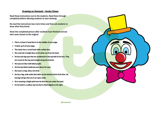 Drawing on Demand - Kooky Clown teaching resource