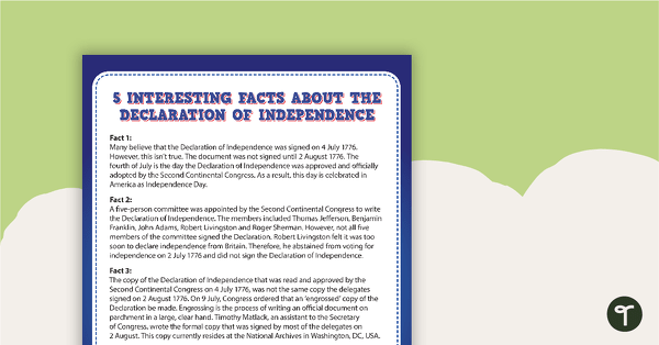 Independence Day Fact Sheet teaching resource
