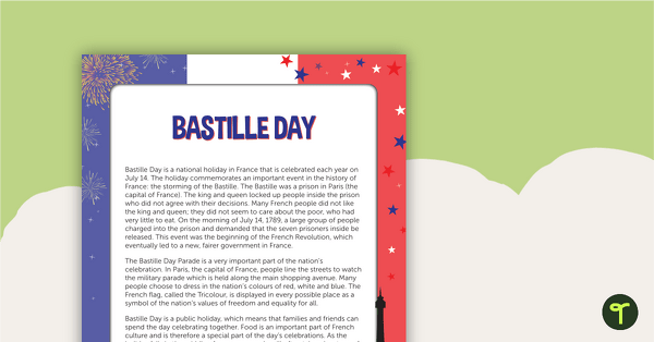 Preview image for Bastille Day Fact Sheet - teaching resource