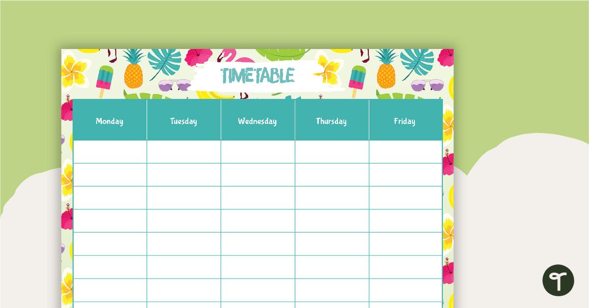 Tropical Paradise - Weekly Timetable teaching resource