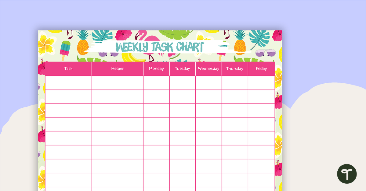 Tropical Paradise - Weekly Task Chart teaching resource