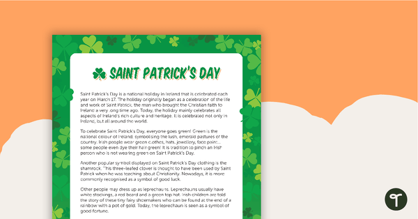 Preview image for St Patrick's Day Fact Sheet - teaching resource