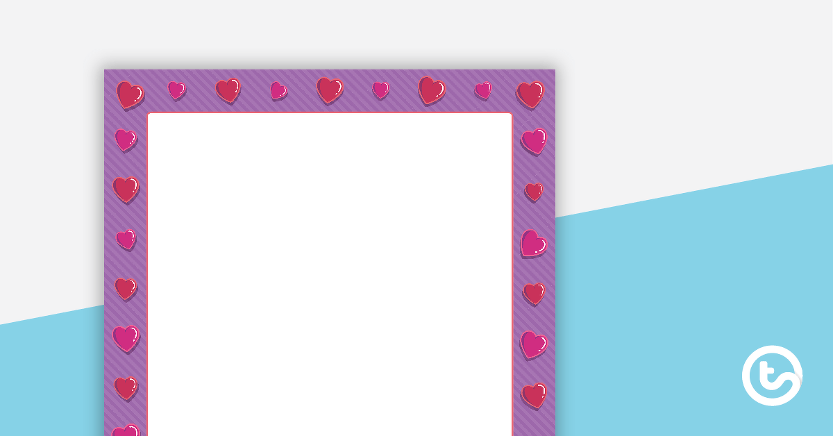Hearts - Portrait Page Borders teaching resource