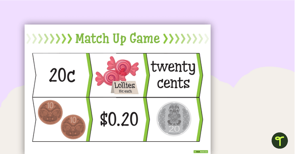 Money Match-Up Game (New Zealand Currency) teaching resource