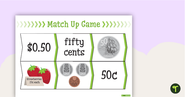 Money Match-Up Game (New Zealand Currency) teaching resource