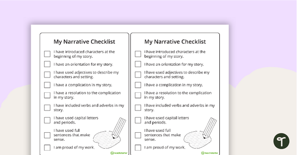 Narrative Writing Checklist (Intermediate Version) teaching resource