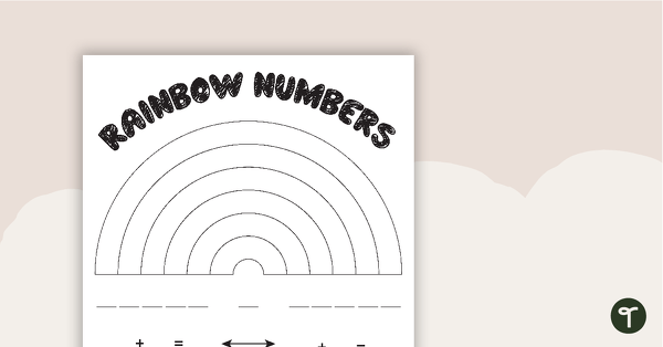 rainbow numbers worksheet teach starter