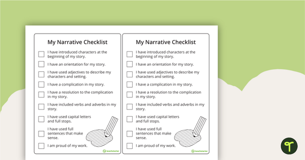 Preview image for Narrative Writing Checklist (Intermediate Version) - teaching resource