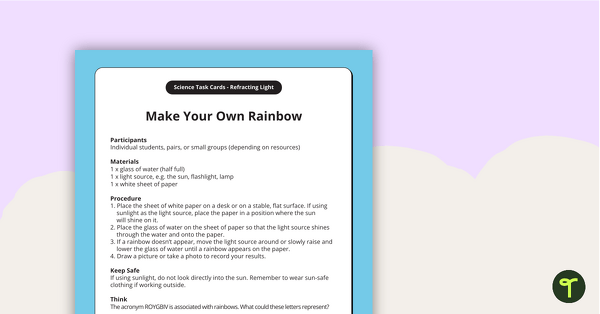 Go to Refracting Light Task Cards teaching resource