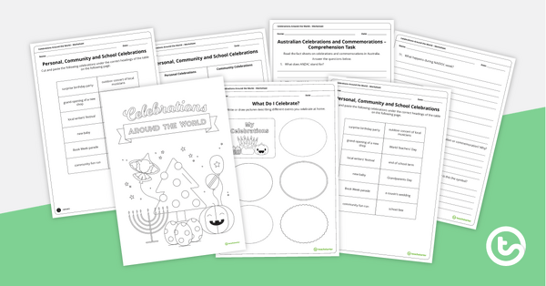 Preview image for Celebrations Around the World - Worksheet Pack - teaching resource