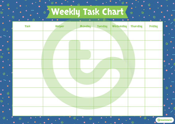 Squiggles Pattern - Weekly Task Chart teaching resource