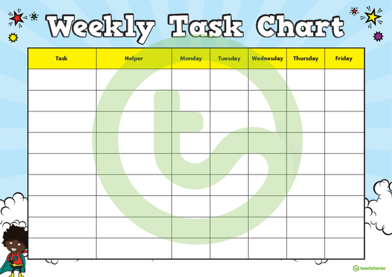 Superheroes - Weekly Task Chart teaching resource